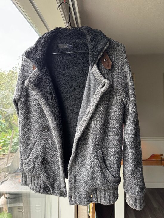 Zara Man Other - Zara Man Gray Wool-Blend Sherpa-lined Jacket, Size M, Made in Italy
